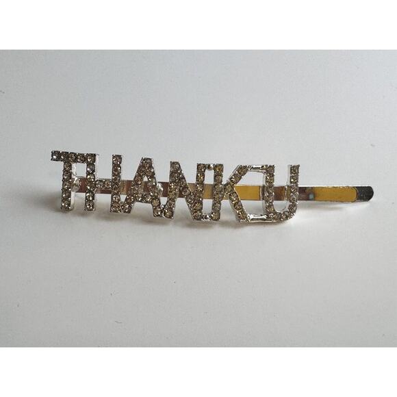 Rhinestones THANKU Hairpin, J-01 - Picture 2 of 10